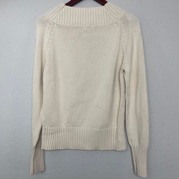 Vintage Gap Women’s 100% Cotton Cableknit Crewneck Sweater Cream Size Large - Picture 4 of 8